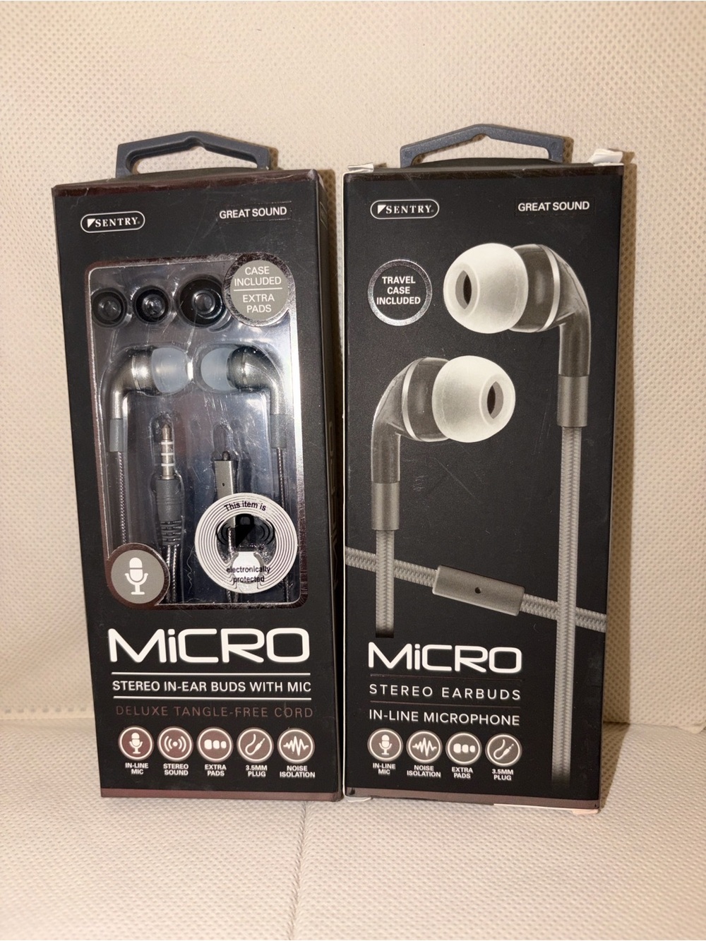 Entry Micro Stereo In-Ear Earbuds with Inline Mic - Black and Silver